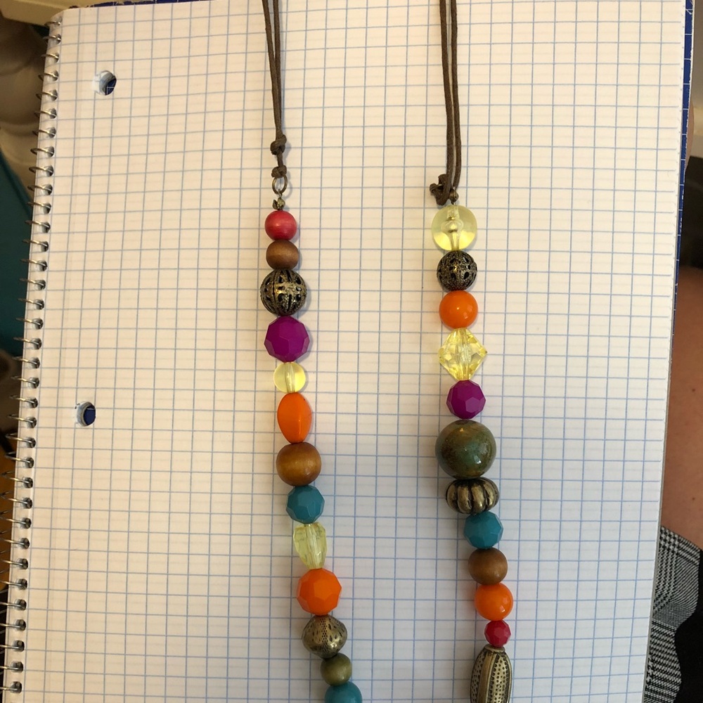 Chunky leather and bead statement necklace